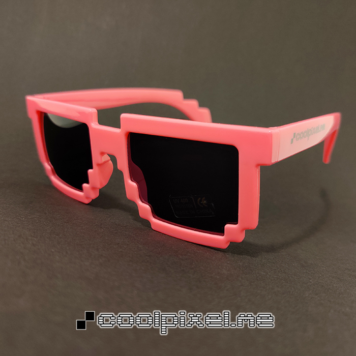 CoolPixel.me MODEL 226 - STEL pink, blank, LINSE normal - STR 14,4 CoolPixel.me model 226 pixel solbrille med blankt pink stel m logo og normal linse