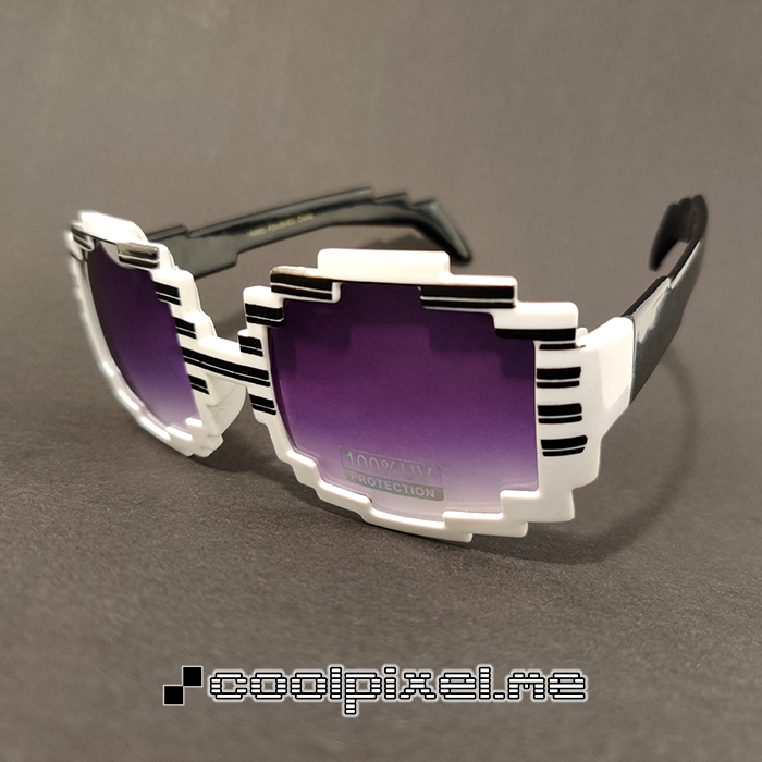 CoolPixel.me MODEL 252- STEL hvid, blank med sorte striber og sorte vinger, LINSE lilla gradueret – STR 14,3