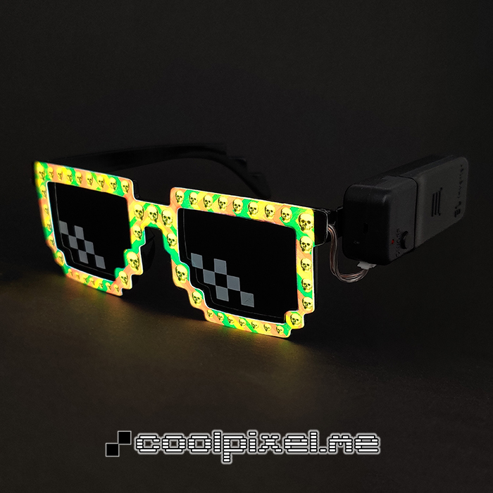 MODEL 177 – STEL Le pile gul med skulls, blank, LINSE normal med hvide pixels – STR 14,3